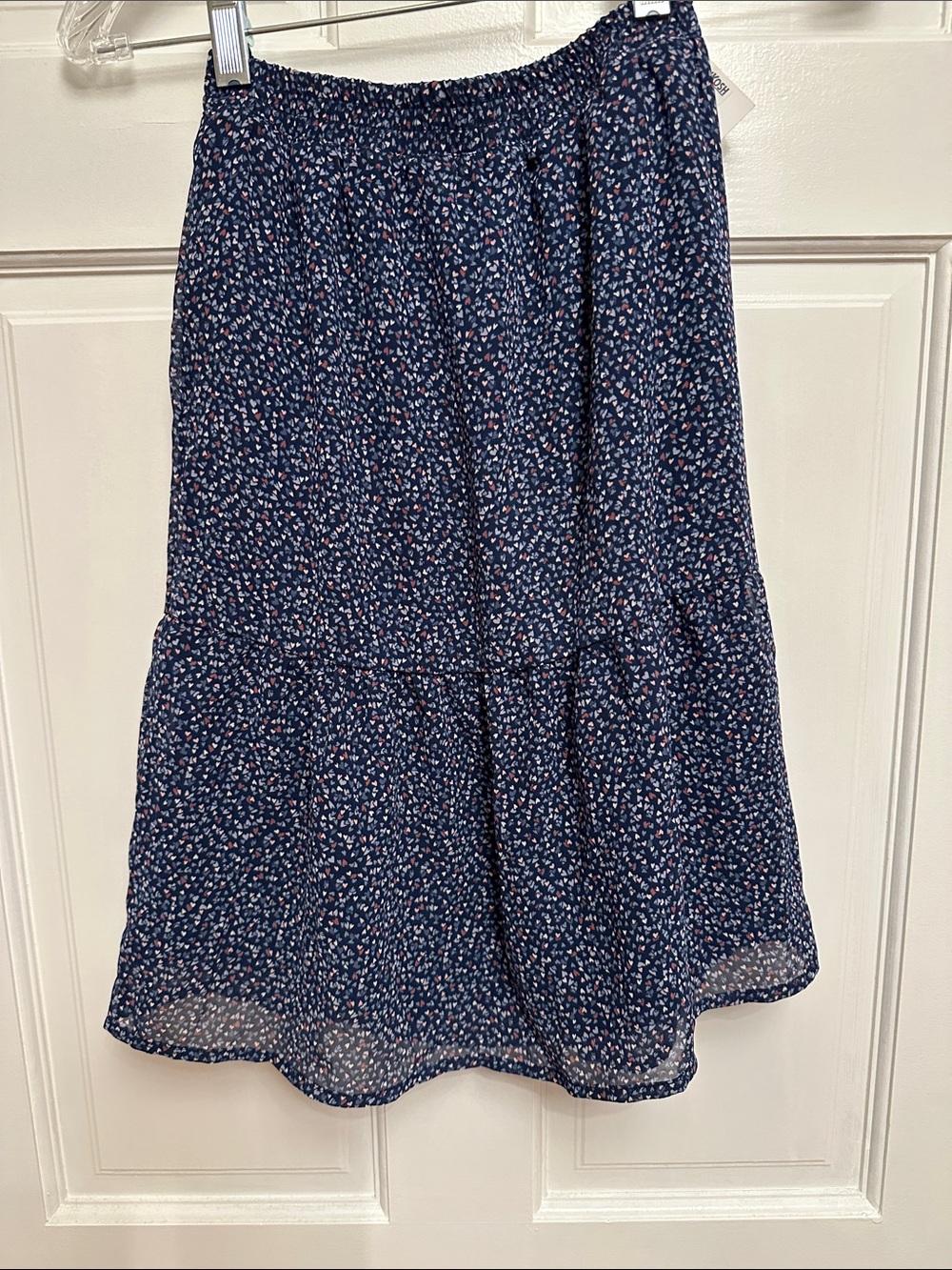 Girls Navy Floral Tiered Skirt - with liner